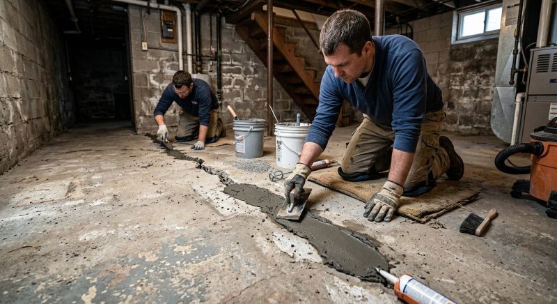 Cracked Basement Floor Repair in Houghton Lake, MI