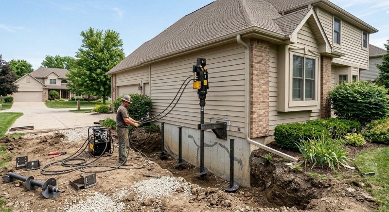 Helical Pile Installation in Houghton Lake, MI
